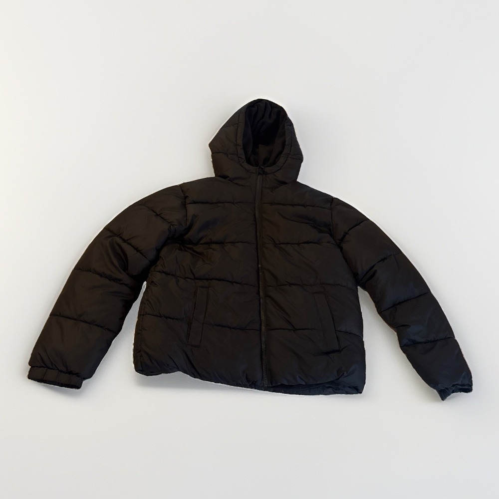 SwissTech Boys XXL 18 Black Hooded Puffer Jacket Insulated Full Zip Heavyweight